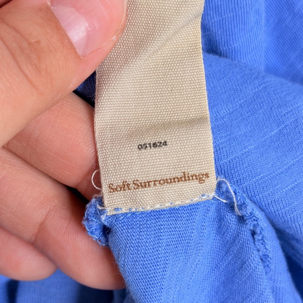 Soft Surroundings Womens Size Small Blue Embroidered Boho Peasant Top - Picture 7 of 9